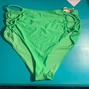 Aerie high waist cheeky bikini bottoms size large L green